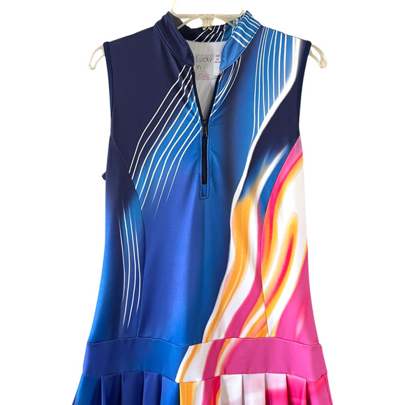 LUCKY IN LOVE Size XS (0-2) Sleeveless 1/4 Zip Pullover Stretch Activewear Dress - Picture 5 of 8